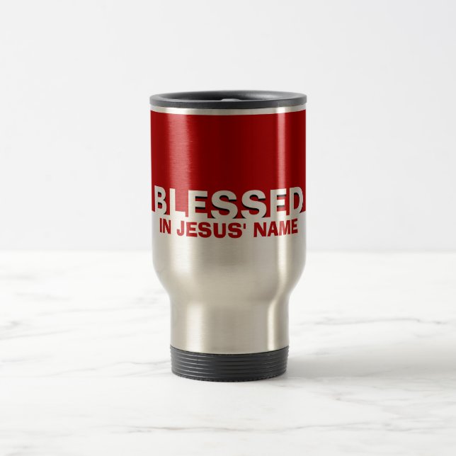 Custom Red BLESSEED in Jesus' Name Christlich Reisebecher (Mittel)