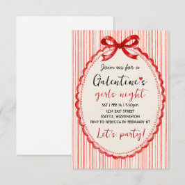 Custom Red Bow Galentines Party Invitation RSVP Karte