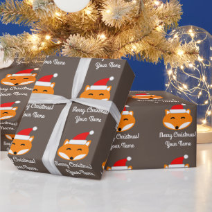 Custom Red Brown Fuchs Frohe Weihnachtskinder Urla Geschenkpapier