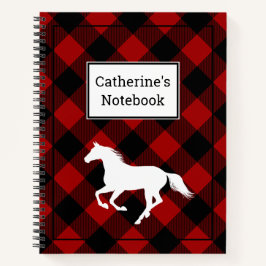 Custom Red Buffalo Kariert Horse Lover Notizbuch