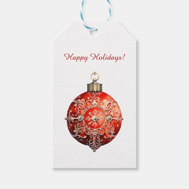 Custom Red Christmas Ornament Holiday Geschenkanhänger (Vorderseite)