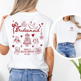 Custom Red Coquette Bridesmaid Bachelorette Party T-Shirt