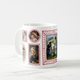 Custom Red Doodle Frame 8-Foto Collage Kaffeetasse