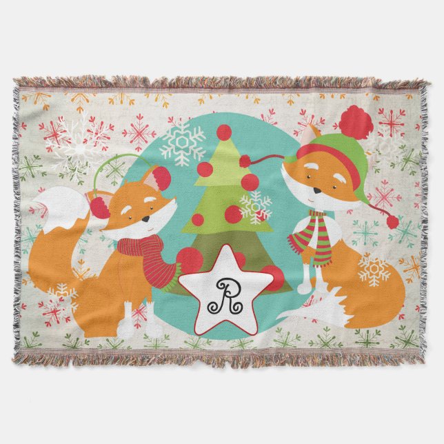 Custom Red Fox Weihnachtsgeschenk Decke (Vorderseite)