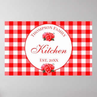 Custom Red Gingham Buffalo Karo Küche Poster