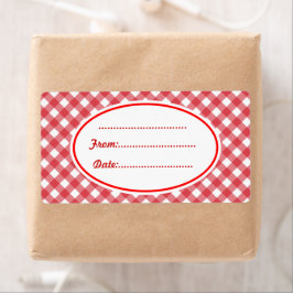 Custom Red Gingham Kitchen Food Geschenketiketten