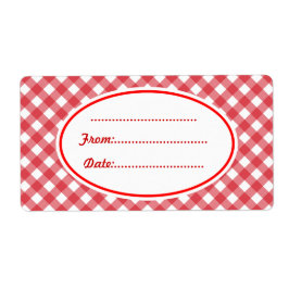 Custom Red Gingham Kitchen Food Geschenketiketten 