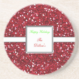 Custom Red Glitzer Design Holiday Untersetzer