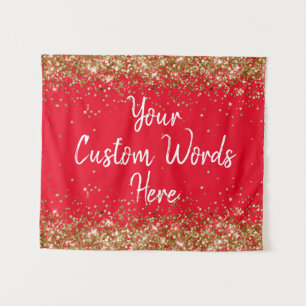 Custom Red Gold Background Personalisiert Foto Sta Wandteppich
