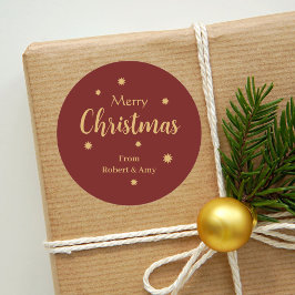 Custom Red & Gold Frohe Weihnachten Runder Aufkleber