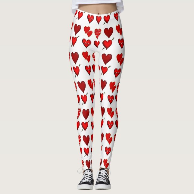 Custom red Heart attack Love Design Leggings (Vorderseite)