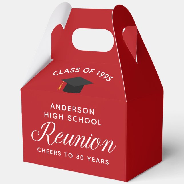 Custom Red High School Alumni Wiedersehen-Party Geschenkschachtel (Vorderseite)