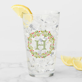 Custom Red Holly Berries Green Blätter Kranz Glas