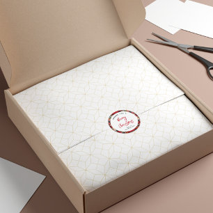 Custom Red Kariert Frohe Weihnachtsschrift Runder Aufkleber