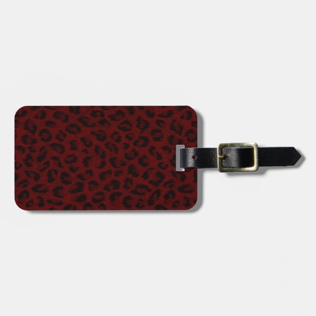 Custom Red Leopard Print Lugage Tag Gepäckanhänger (Vorderseite horizontal)