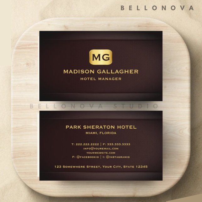 Custom Red Maroon Gold Hospitality Beruflich Visitenkarte (Custom Red Maroon Gold Hospitality Professional Business Card)