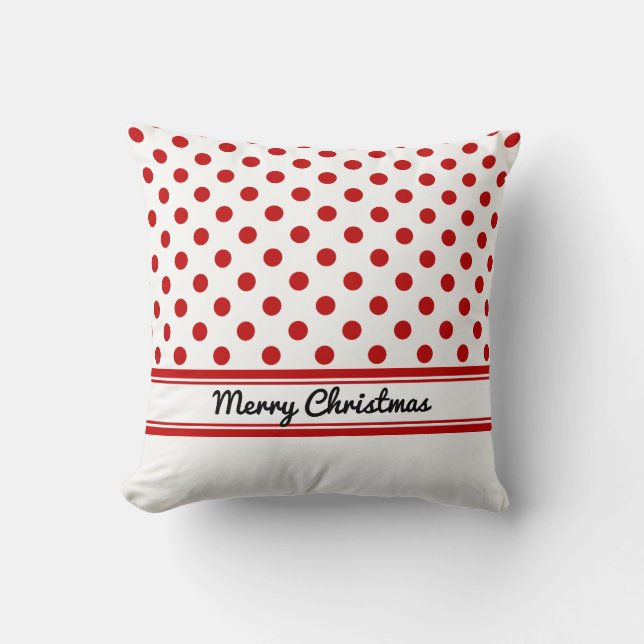Custom Red Polka Dots White Base Frohe Weihnachten Kissen (Vorderseite)