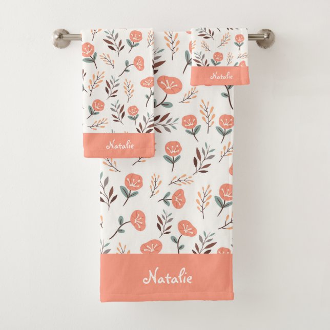 Custom Red Poppies Botanical Towels Badhandtuch Set (Insitu)