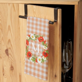 Custom Red Poppies White Yellow Daisies Wreath Geschirrtuch