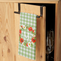 Custom Red Poppies White Yellow Daisies Wreath