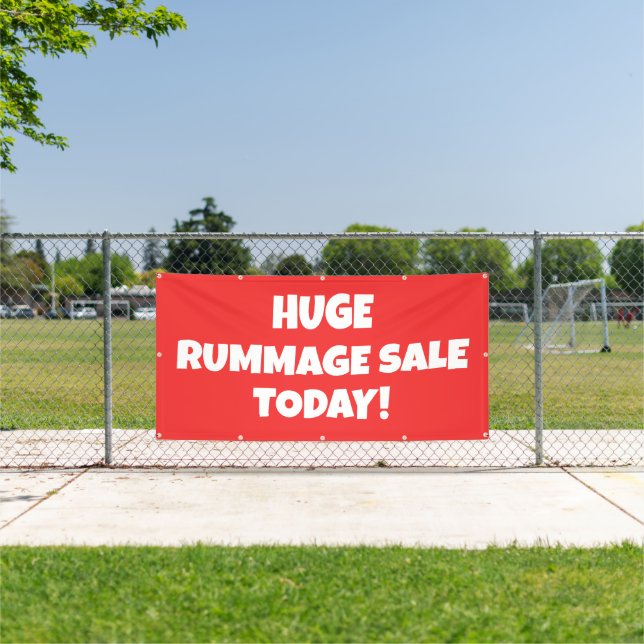 Custom Red Rummage Sale Banner (Insitu)