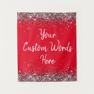 Custom Red Silver Birthday Party Foto Booth Prop Wandteppich