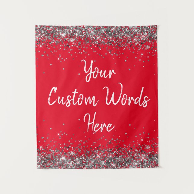 Custom Red Silver Birthday Party Foto Booth Prop Wandteppich (Vorderseite)