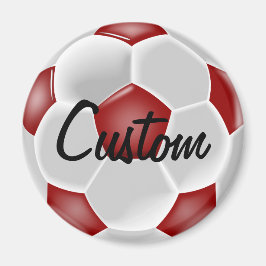 Custom Red Soccer Ball Magnet