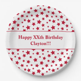 Custom Red Stars mit Message Birthday Party Pappteller