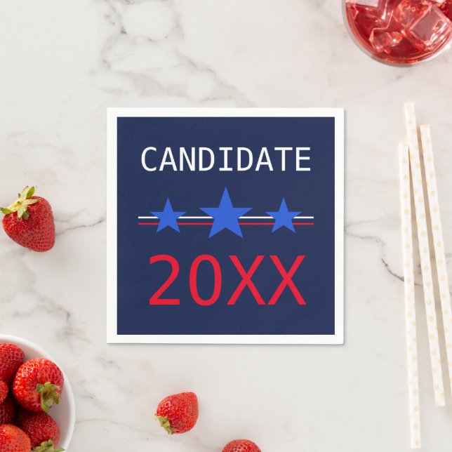 Custom Red Stripes and Blue Stars 2024 Elections Serviette (Beispiel)