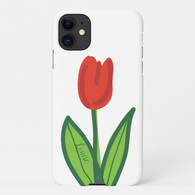Custom red tulip Blume Zazzle Basic Smartphone iPhone 11 Hülle (Rückseite)
