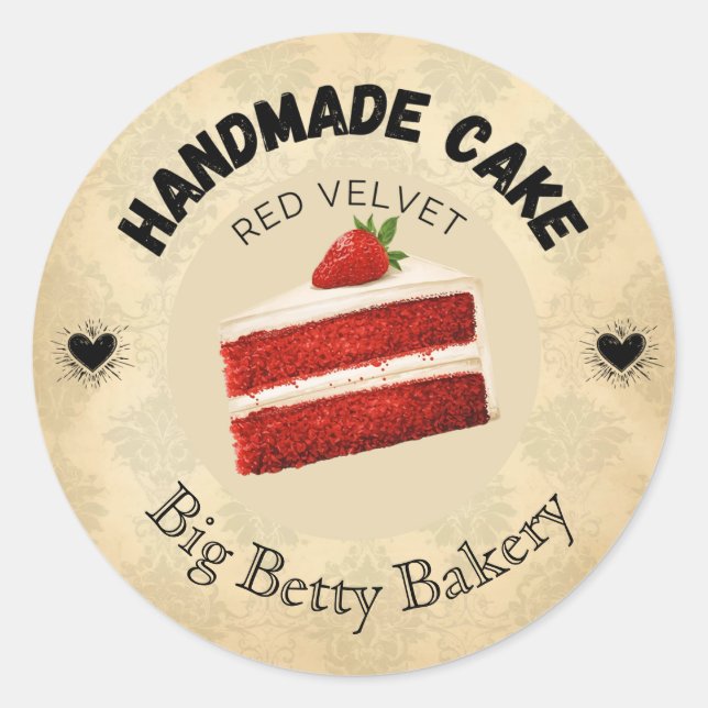 Custom Red Velvet Cake Labels | Personalisiert Bak Runder Aufkleber (Vorderseite)