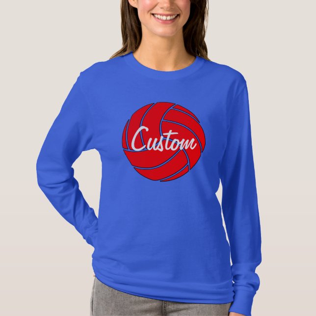 Custom Red Volleyball Long Sleeve T - Shirt (Vorderseite)