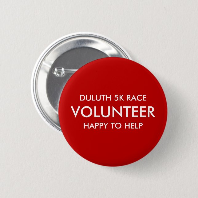 Custom Red Volunteer Button (Vorne & Hinten)