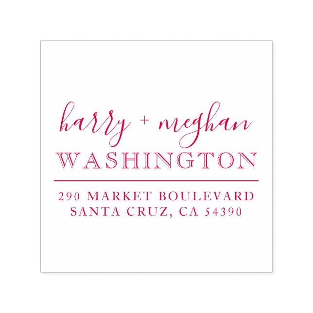 Custom Red Wedding Names Script-Rücksendeadresse Permastempel (Design)