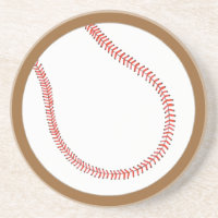 Custom Red White Baseball auf braunen Untersetzer