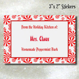 Custom Red White Holiday Peppermint Pattern Food L Lebensmitteletikett