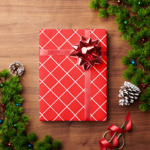 Custom Red & White Retro Nostalgische Weihnachtsge Geschenkpapier