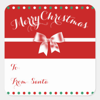 Custom Red White Square Weihnachtsgeschenke Tags B Quadratischer Aufkleber
