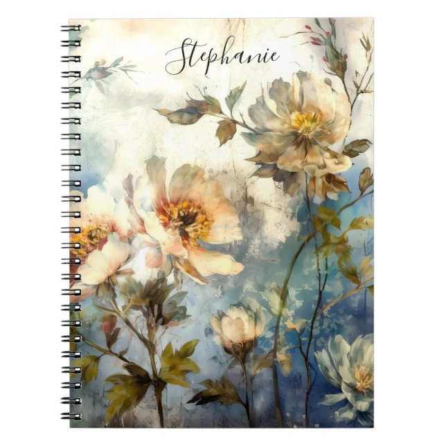 Custom Reflective Dark Floral Ethereal Journal Notizblock (Vorderseite)