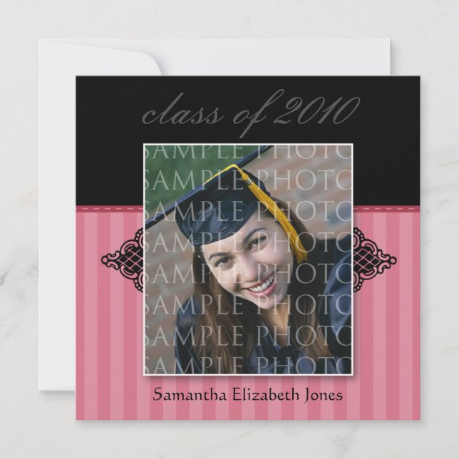 CUSTOM Regal SQUARE Abschluss Einladung (Rose) (Vorderseite)