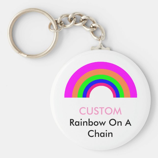CUSTOM-Regenbogen auf einer Kette Schlüsselanhänger (Vorne)