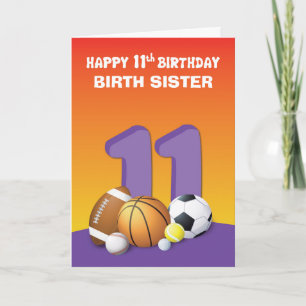 Custom Relation Birth Sister Girl 11. Geburtstag Karte