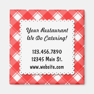 Custom Restaurant Business Red Kariert Magnet