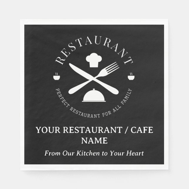 Custom Restaurant oder Café oder Diner Black Serviette (Vorderseite)