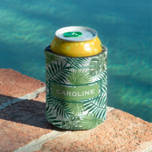 Custom Retro Angesagt Tropical Green Palm Leaftern Dosenkühler