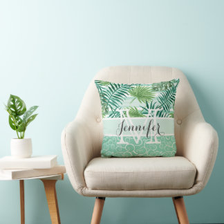 Custom Retro Angesagt Tropical Green Palm Leaftern Kissen
