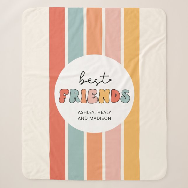 Custom Retro Best Friends Beste Freundinnen Niedli Sherpadecke (Vorderseite)