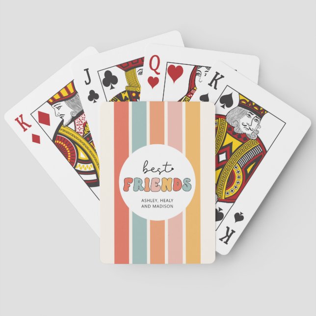 Custom Retro Best Friends Beste Freundinnen Niedli Spielkarten (Rückseite)