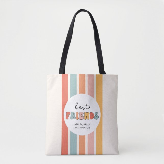 Custom Retro Best Friends Beste Freundinnen Niedli Tasche (Vorderseite)